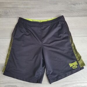 Tap Out Shorts‎ Men's Large Black Lime MMA Athletic Fight Shorts Pockets 36x10